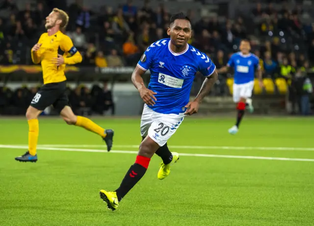 Alfredo Morelos celebrates