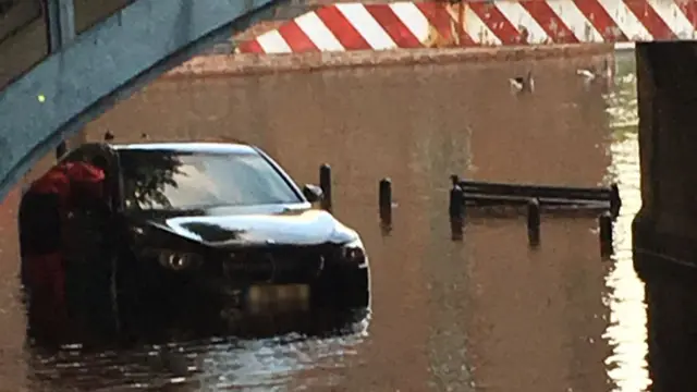 A car in flood water