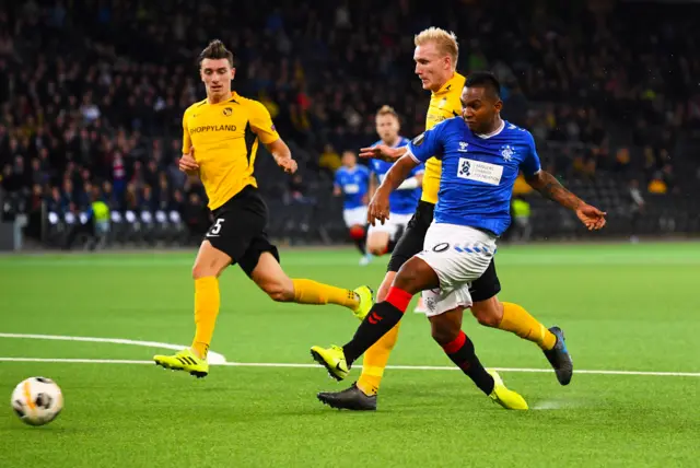 Rangers' Alfredo Morelos shoots