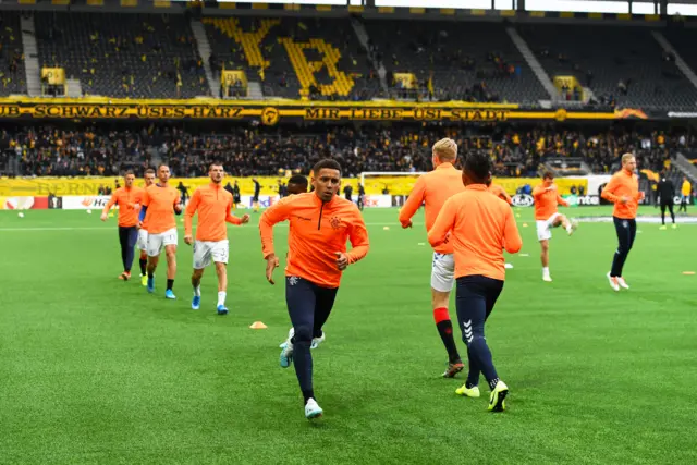 Rangers train on the pitch in Bern