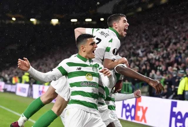 Celtic players celebrate