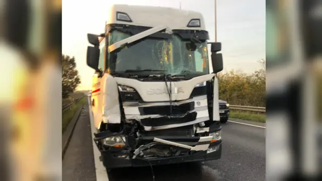 A crashed lorry