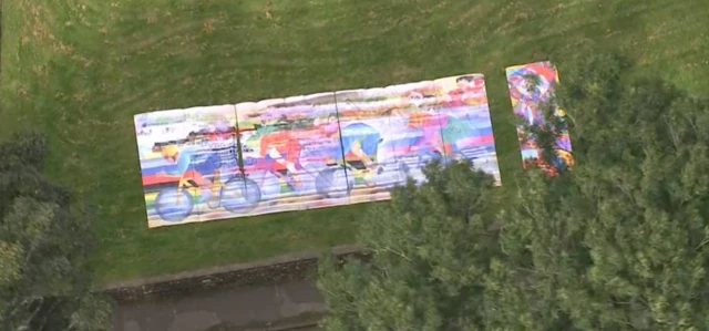 Cycle painting seen from the air