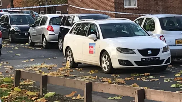 A taxi with a broken window