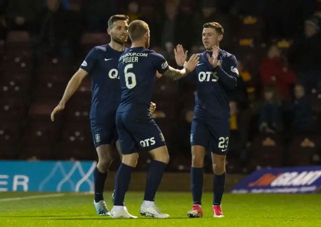 Kilmarnock are level thanks to a goal from former Motherwell man Dom Thomas