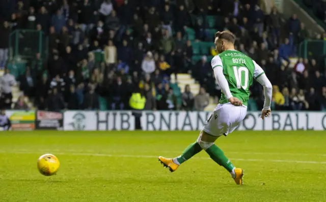 Hibs substitute Martin Boyle fires home a late, late equaliser