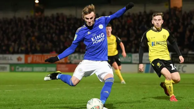 James Maddison scoring for Leicester