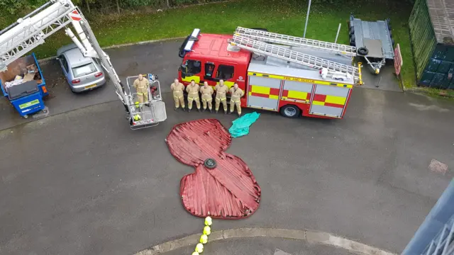 Firefighters on the ground