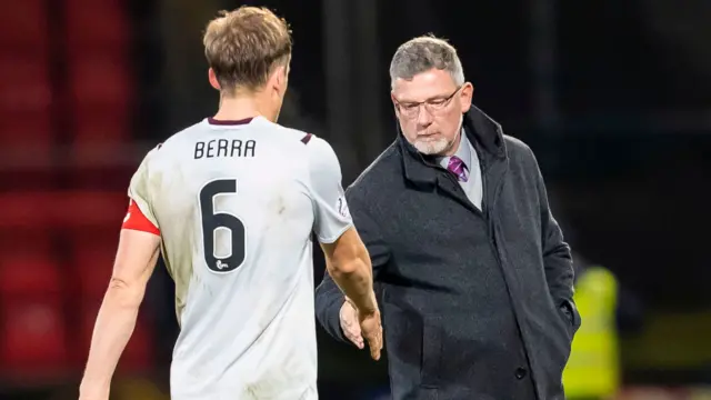 Hearts boss Craig Levein with captain Christophe Berra