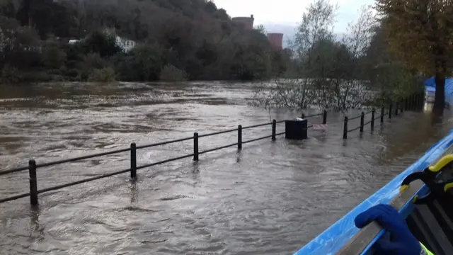 High river levels in Ironbridge on River Severn