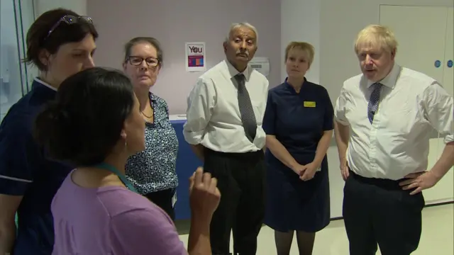 Boris Johnson meeting staff at Addenbrookes Hospital