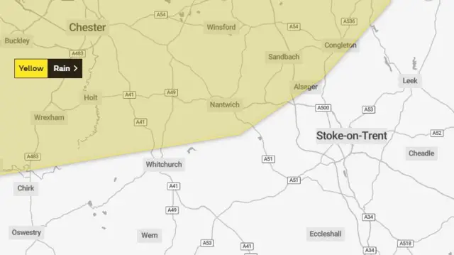 Area covered by weather warning