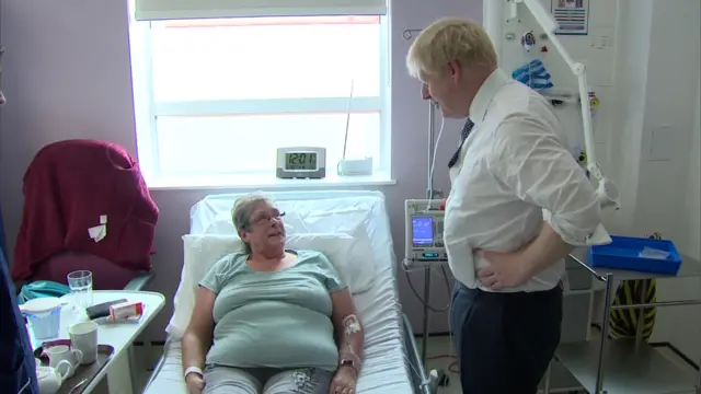 Boris Johnson meeting a patient at Addenbrookes Hospital