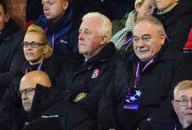 Scotland manager Shelley Kerr is a spectator tonight alongside SFA president Rod Petri