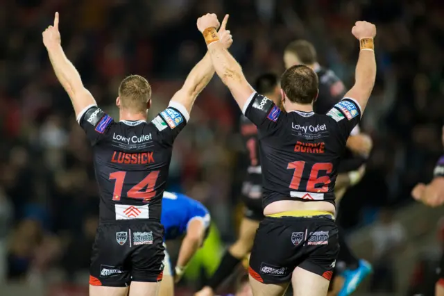 Salford Red Devils celebrate a victory