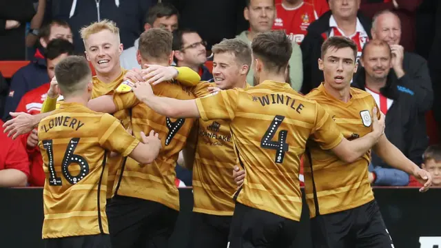 Crewe celebrate a goal