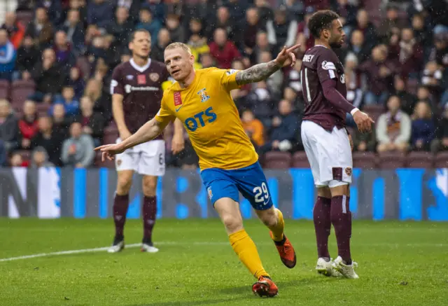 Chris Burke celebrates scoring