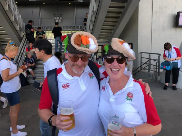 Mark and Jo with Yorkshire pudding hats