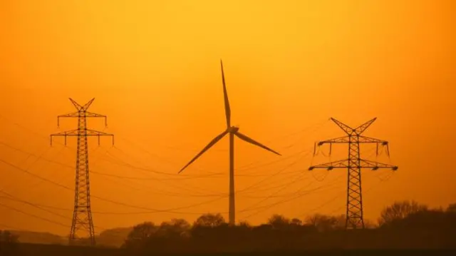 Wind farm and pylons