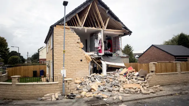 The damaged house in Brierley