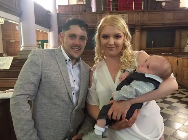 Jordan with fiancee Darcie Mae and their son Frankie Jack