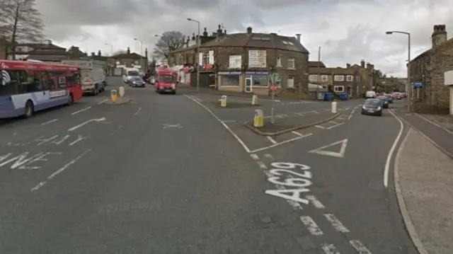 Junction of Ovenden Road and Shay Lane in Halifax