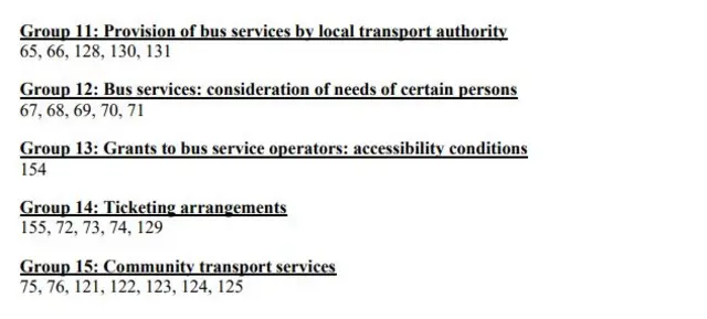 Bus services amendments