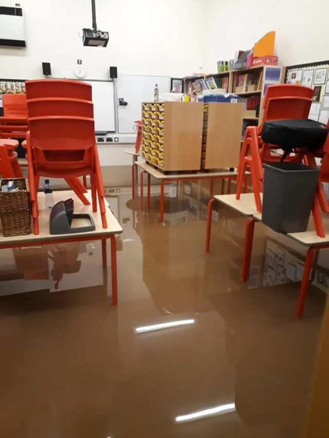 Flooded school