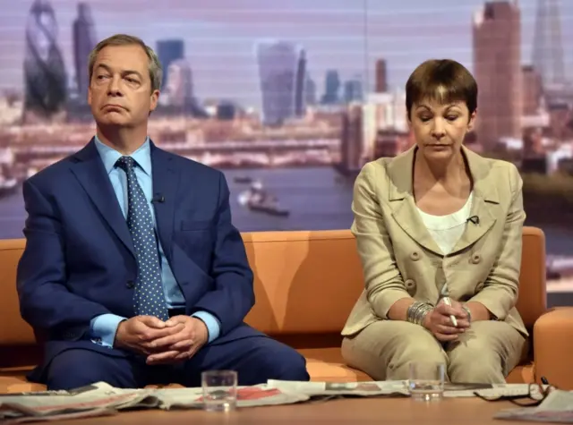 Nigel Farage and Caroline Lucas