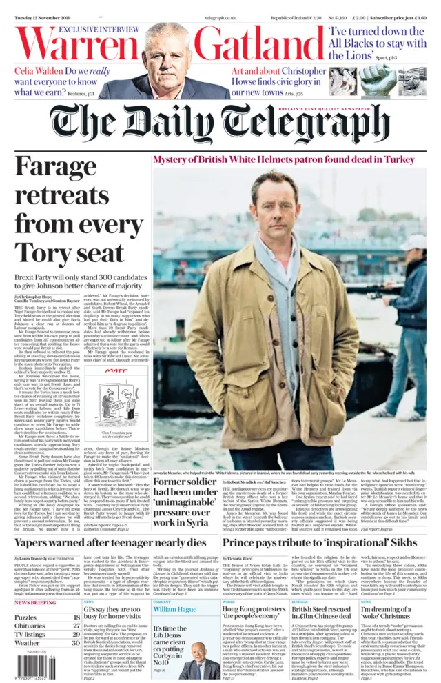 The Telegraph front page