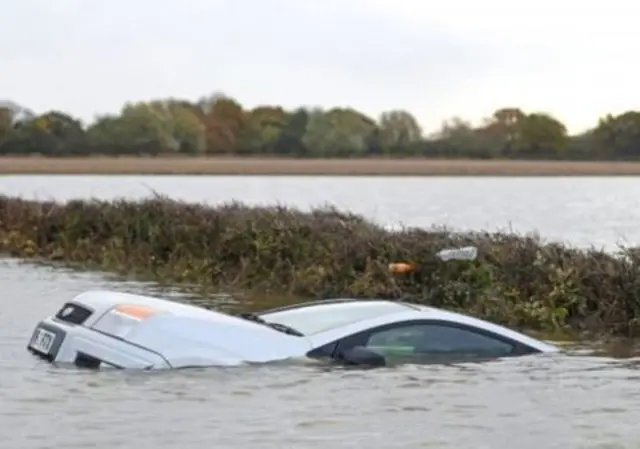 Car submerged in water