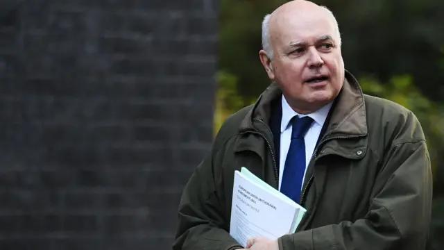 European Research Group member Iain Duncan Smith arrives in Downing Street on October 22, 2019