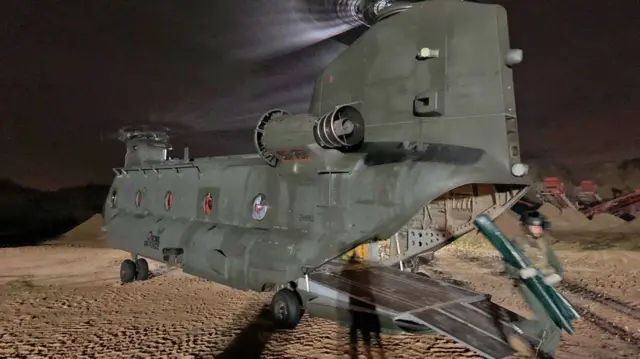 A Chinook on the ground
