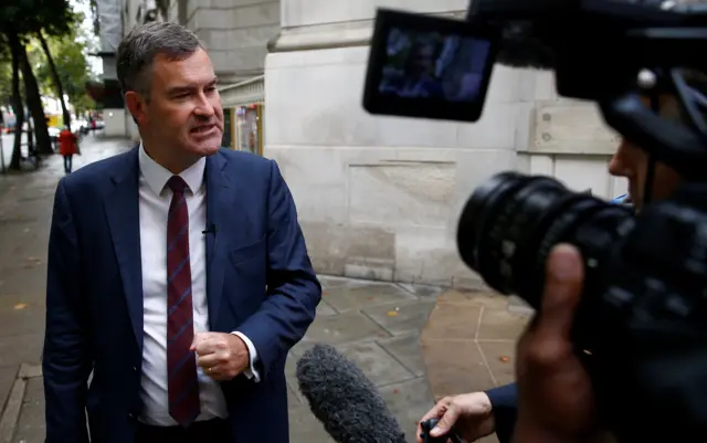 Ex-Conservative MP David Gauke talks to the media in Westminster,