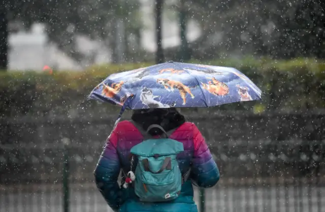 Woman in rain