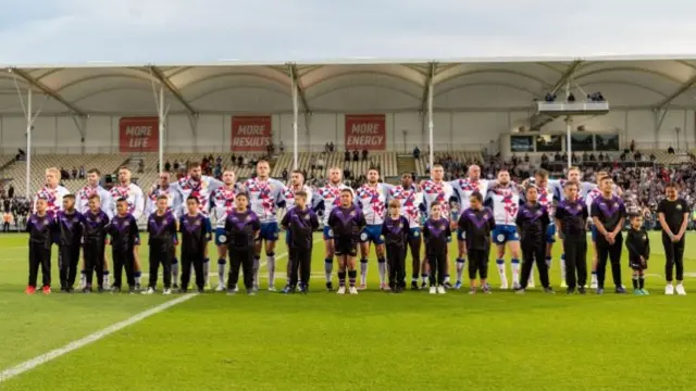 Great Britain Rugby League Lions line up before facing New Zealand