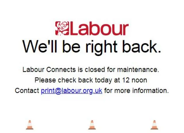 Error message on Labour website