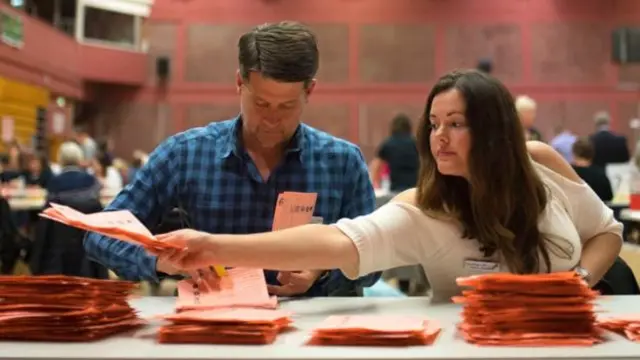 Postal votes are counted at the same time as votes placed at polling stations