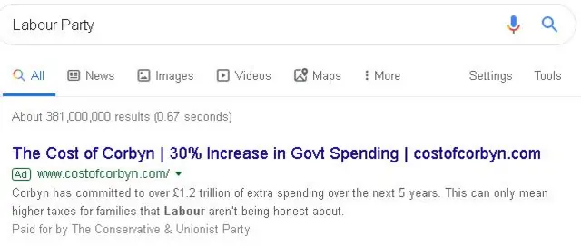 Labour Google search