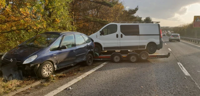 Crashed van A38