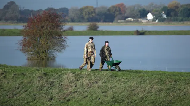 Army with a wheelbarrow