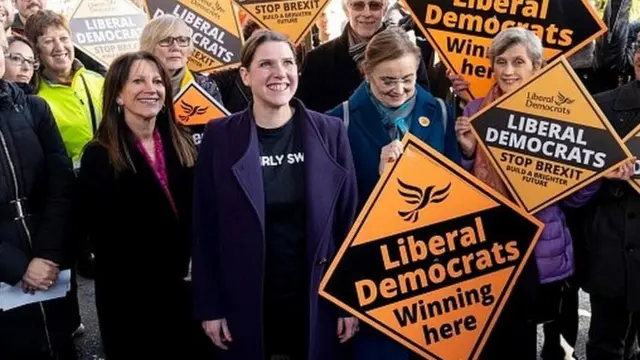 Jo Swinson during a visit to a gym in north London