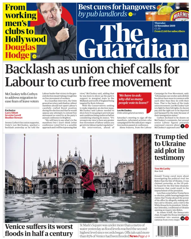 guardian front page 14 november 2019