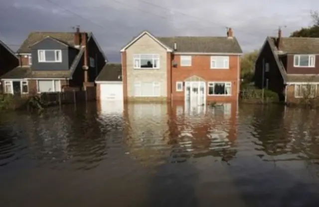 Flooded street in South Yorkshire