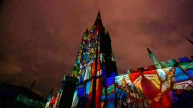 Coventry Cathedral lit up