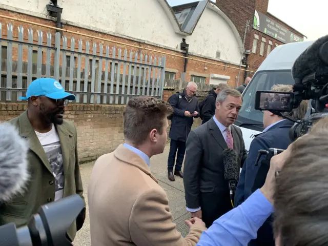 Nigel Farage outside boxing gym