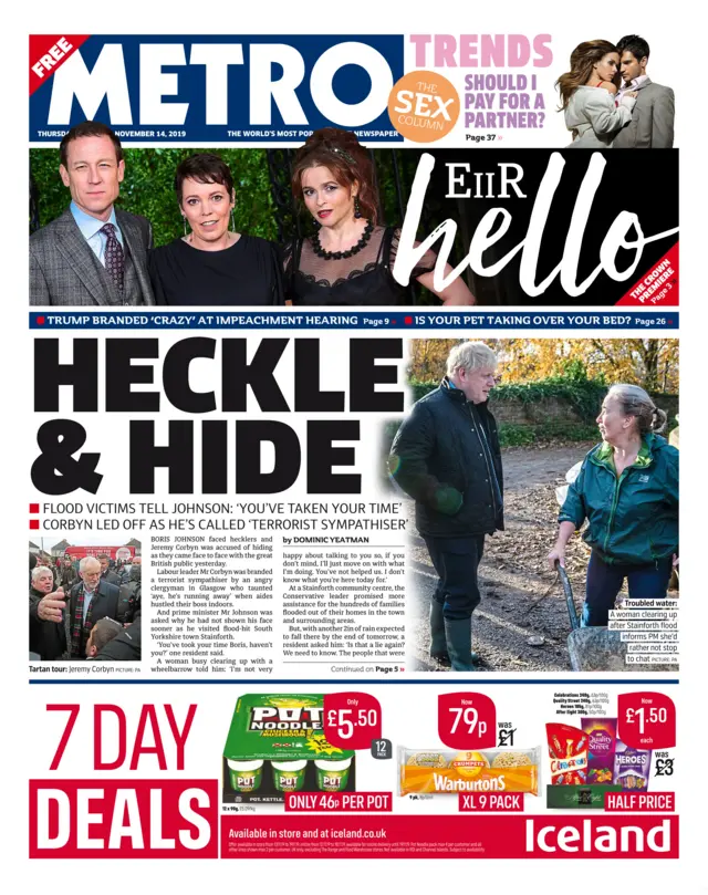 metro front page 13 November 2019