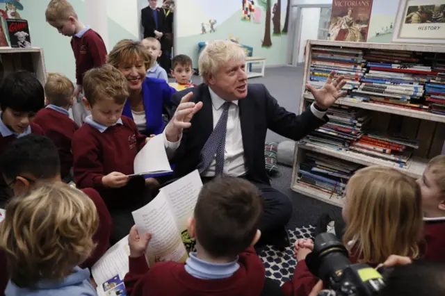 Boris Johnson in a school