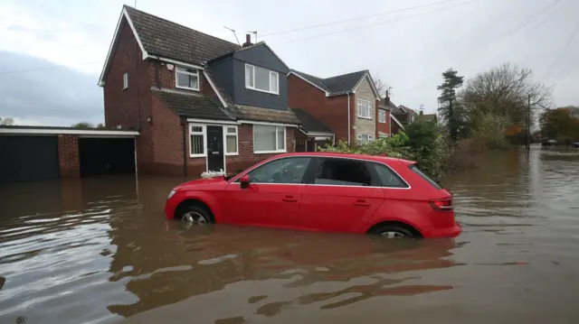 A flooded car