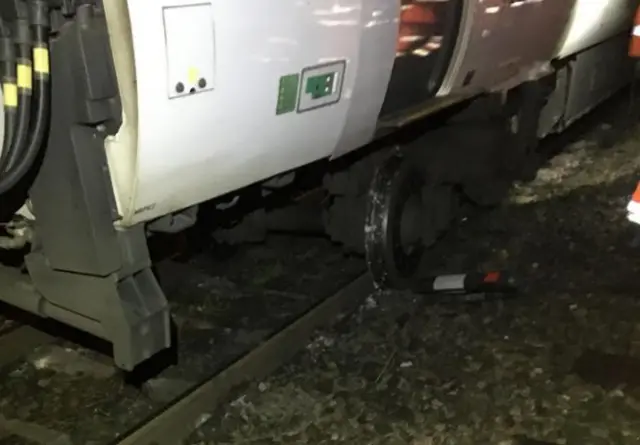 Train wheel off rails